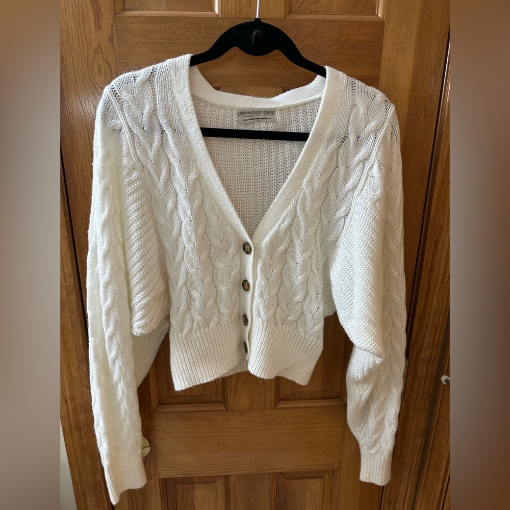 Urban Outfitters Cream Cable Knit Cardigan